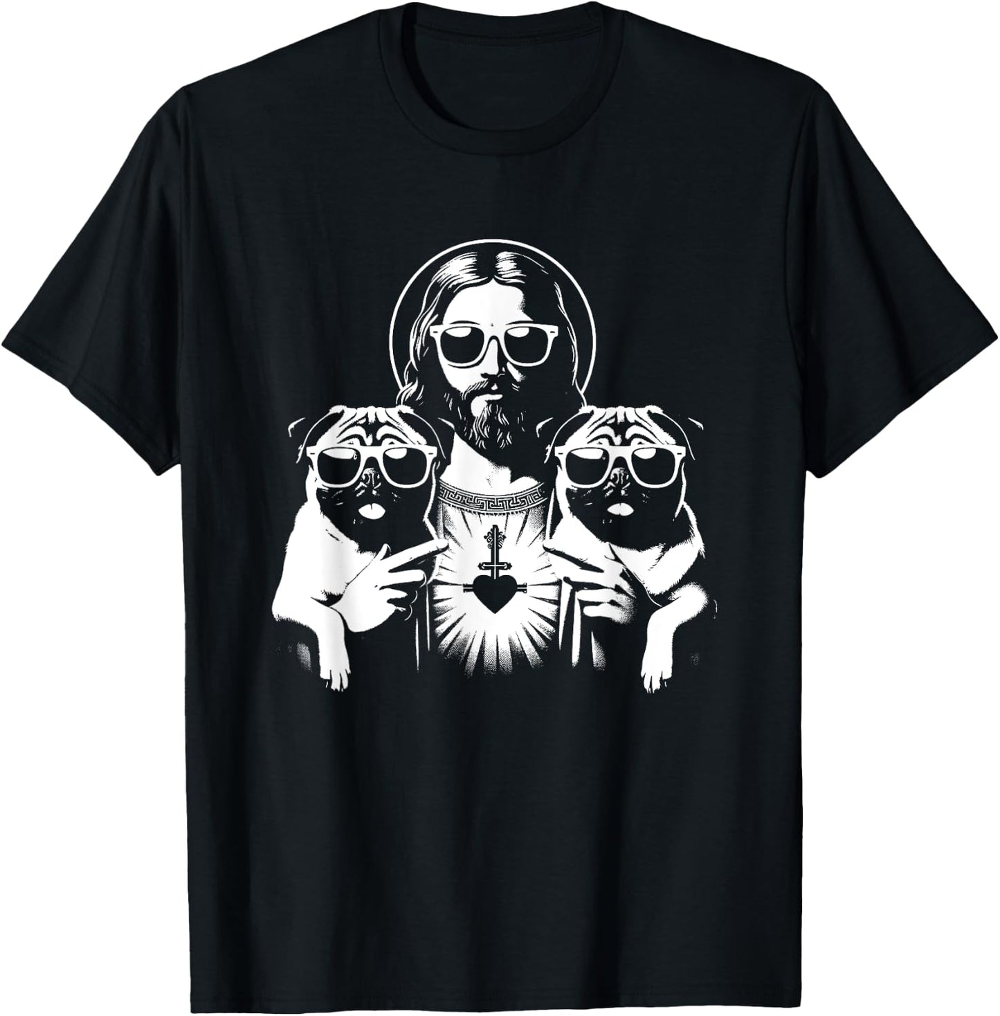 Jesus Pugs - Funny Christian Religious Dog Lover Men Women Girls Kids T-Shirt - T-Shirt | Black
