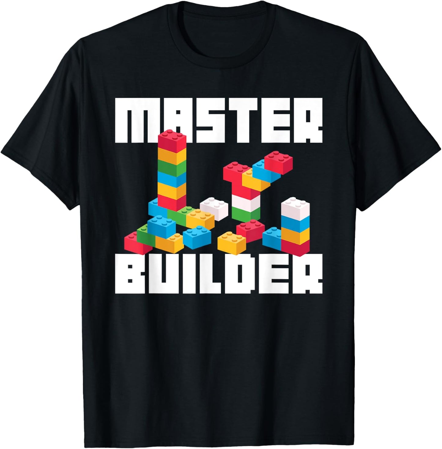 Cool Master Builder Funny Building Blocks Gift Men Women T-Shirt - T-Shirt | Black