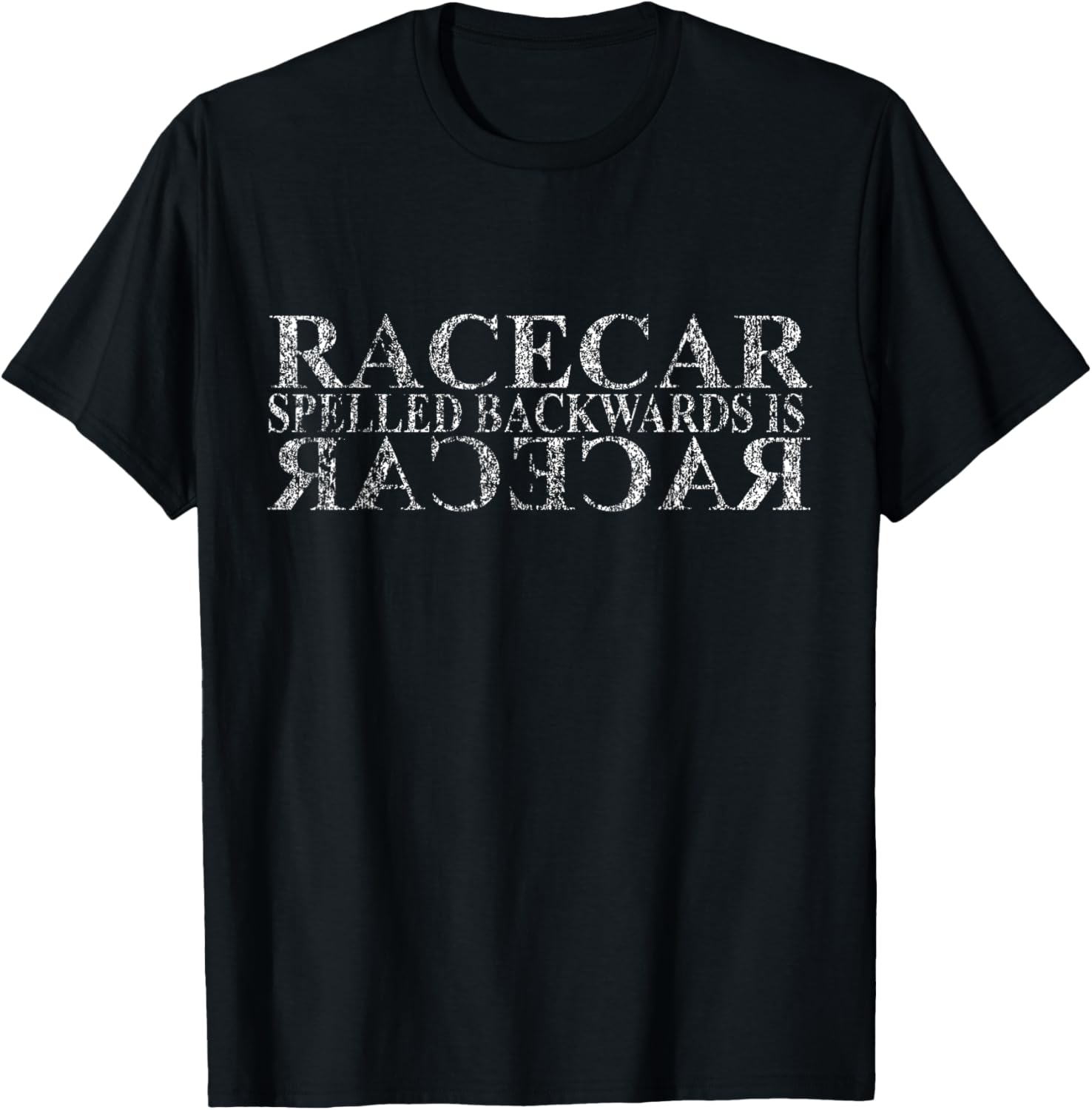 Racecar Spelled Backwards Funny Car Mechanic Race Car T-Shirt - T-Shirt | Black