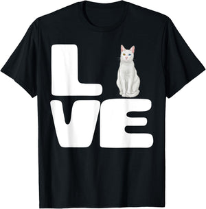 I Love My Khao Manee Cat Lover Gift T-Shirt - T-Shirt | Black