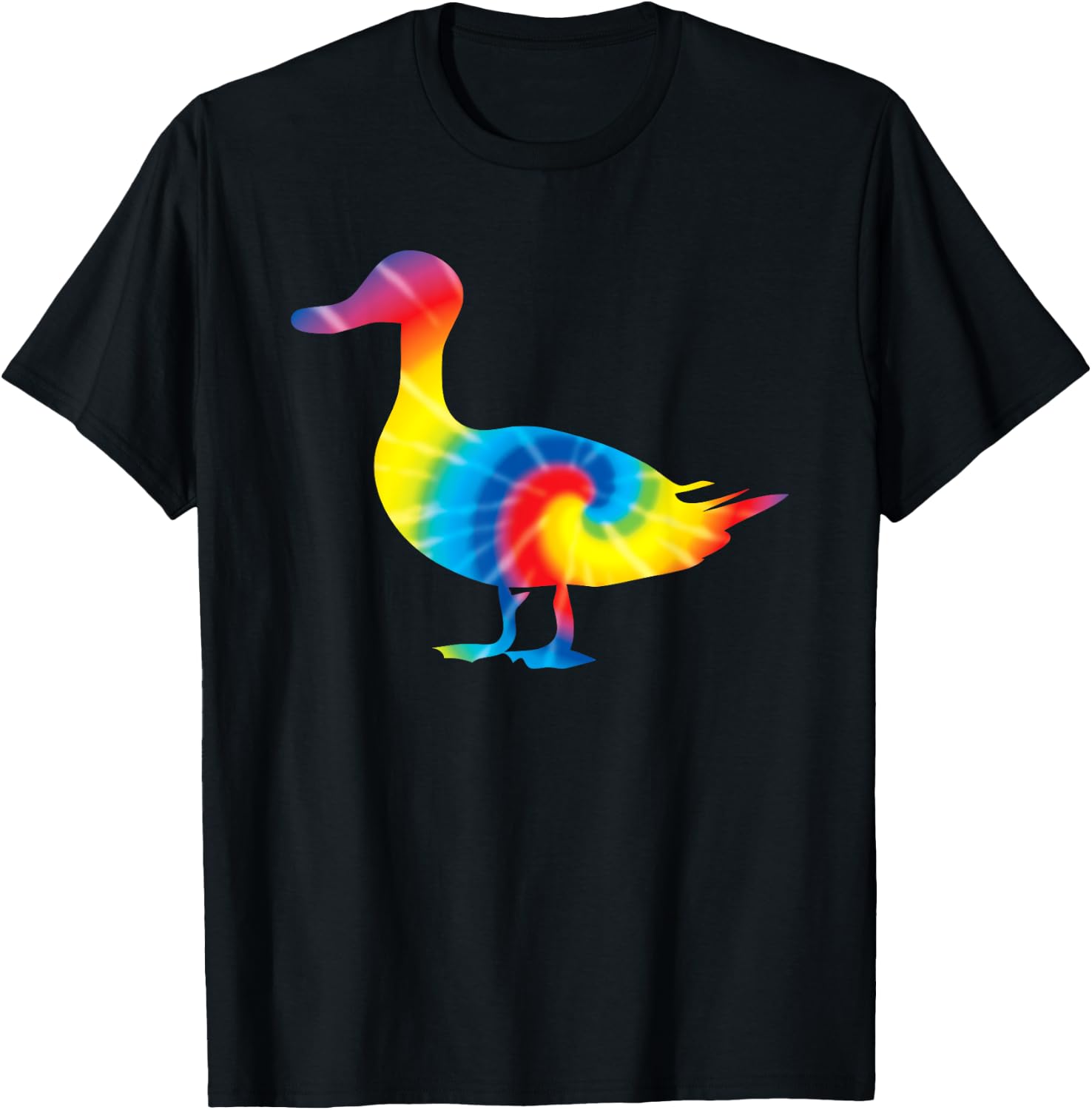 Tie Dye Duck Rainbow Print Mallard Dipper Hippie Peace Gift T-Shirt - T-Shirt | Black