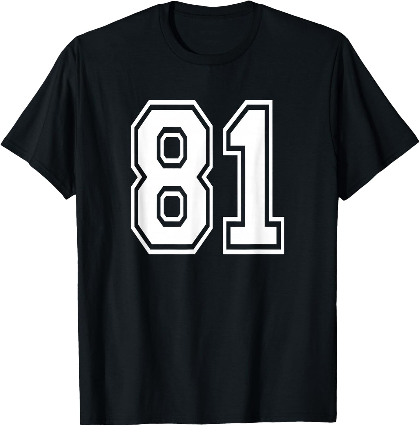 Number 81 Numbered Uniform Sports Jersey Team 81st Birthday T-Shirt - T-Shirt | Black