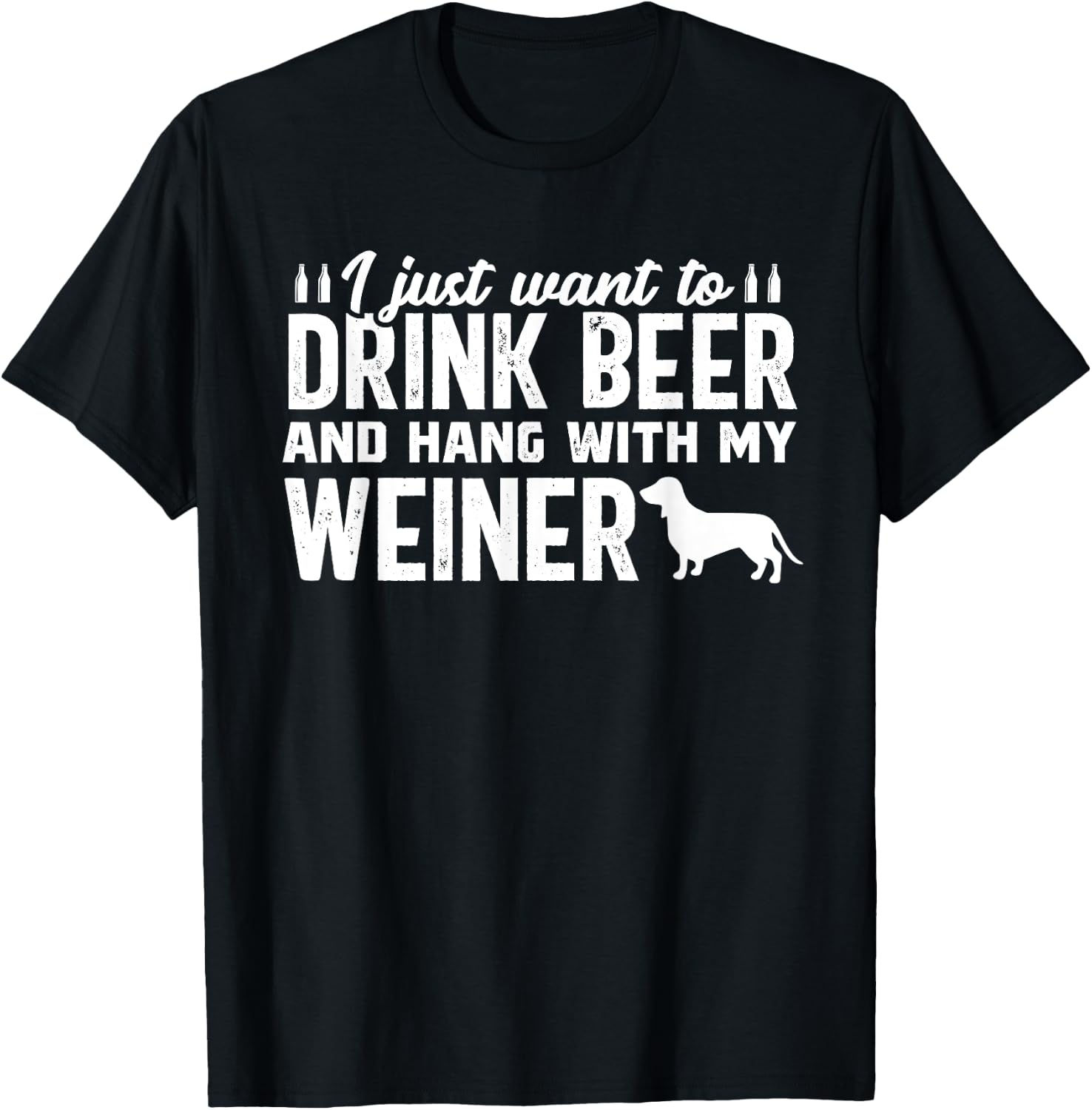 Drink Beer Funny Weiner Daschund Dog Dad Father's Day T-Shirt - T-Shirt | Black