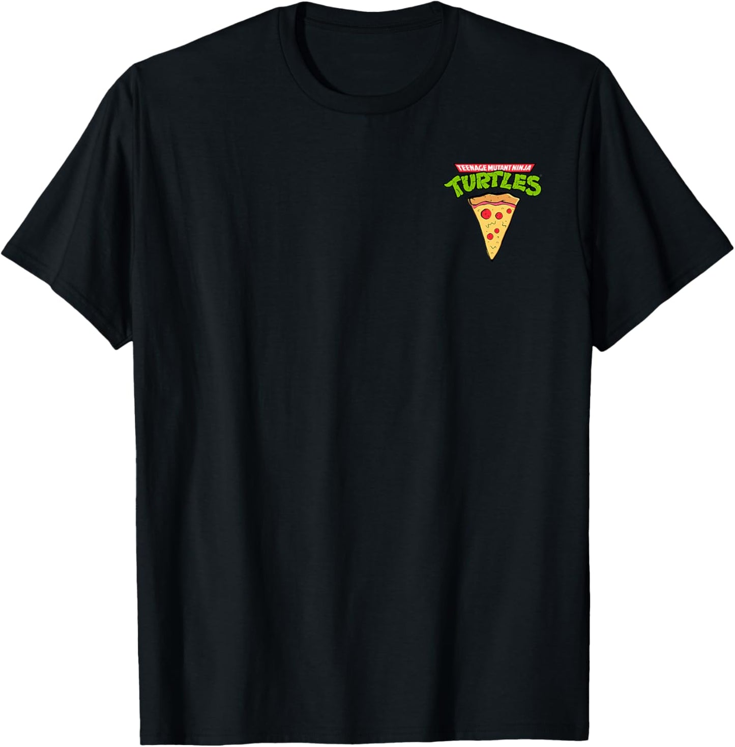 Teenage Mutant Ninja Turtles Pizza Retro Classic Pocket Logo T-Shirt - T-Shirt | Black