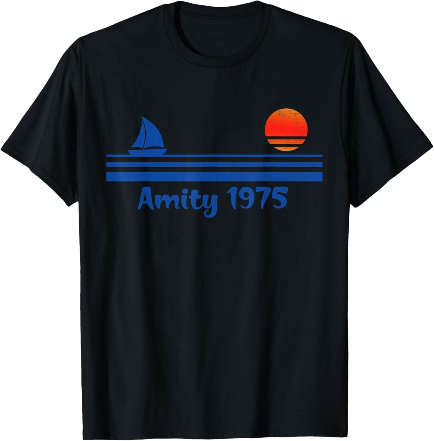 1975 Funny Outfits Shark Lovers Adorable Ocean Happily T-Shirt - T-Shirt | Black