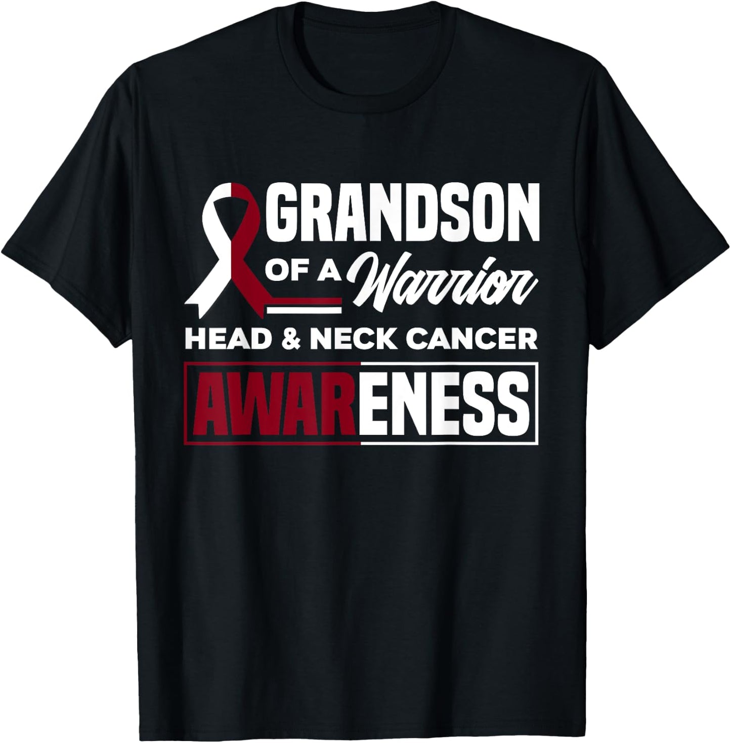 Grandson Of A Warrior Support Head & Neck Cancer Awareness T-Shirt - T-Shirt | Black