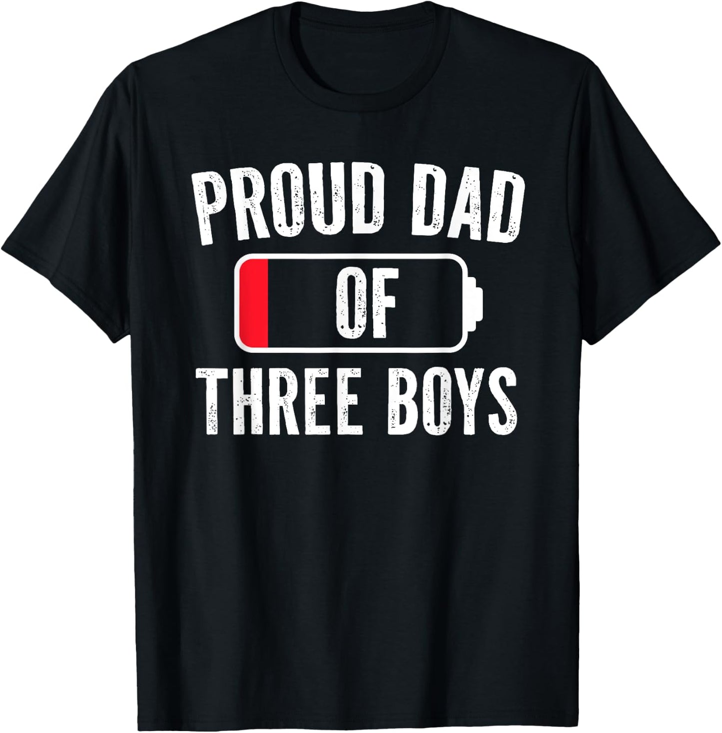 Boy Dad, Dad Of Three Boys Daddy of 3 Sons Father's Day T-Shirt - T-Shirt | Black