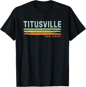 Vintage Stripes Titusville NJ T-Shirt - T-Shirt | Black