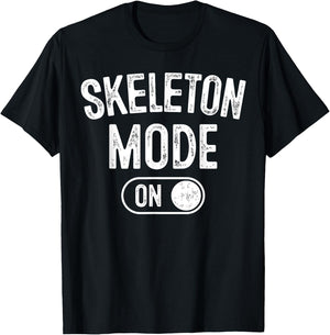 Skeleton Mode On Costume Funny Anatomy Gift Goth T-Shirt - T-Shirt | Black