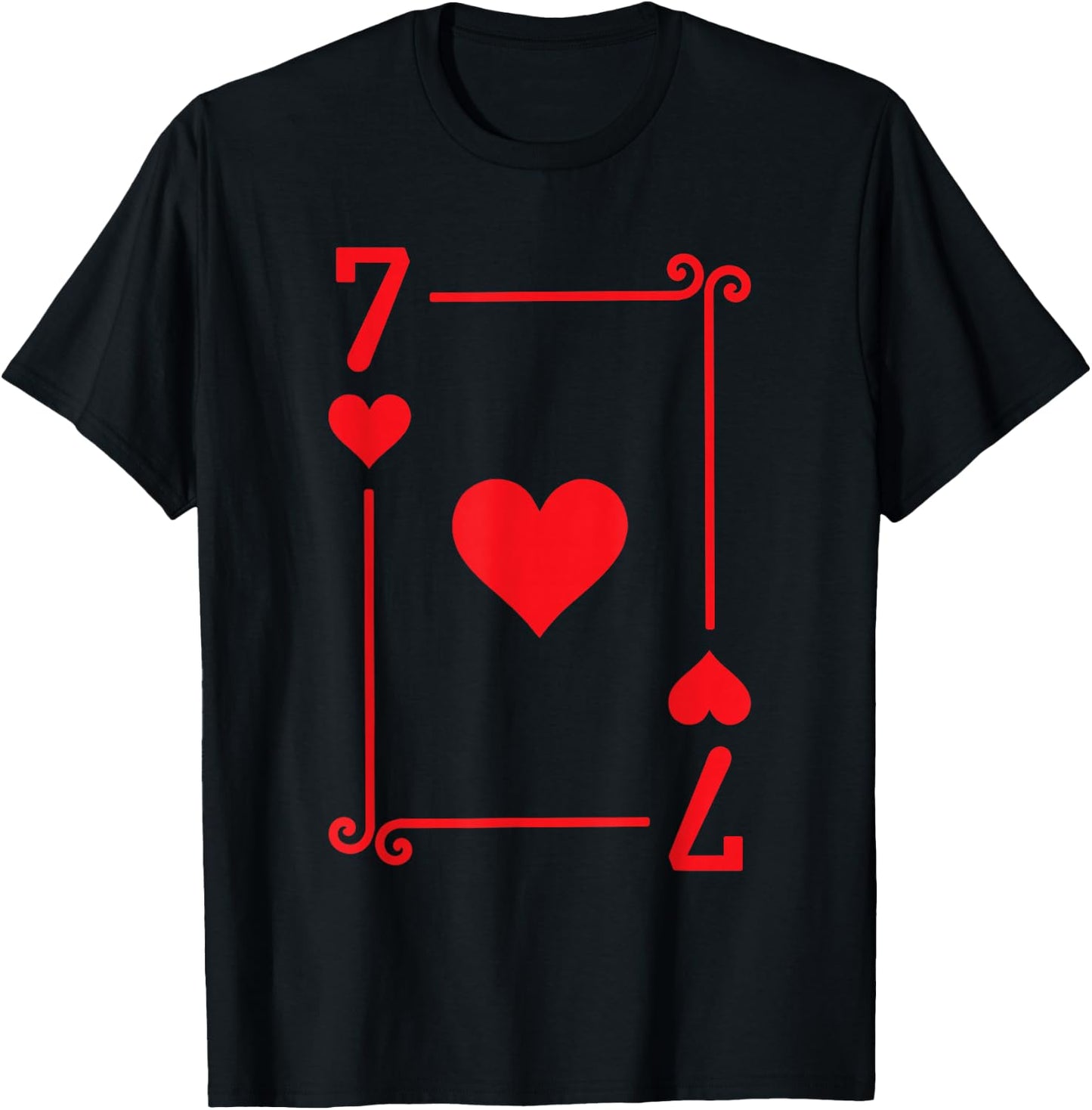 Playing Cards Costume - 7 Hearts Card - Seven Card T-Shirt - T-Shirt | Black
