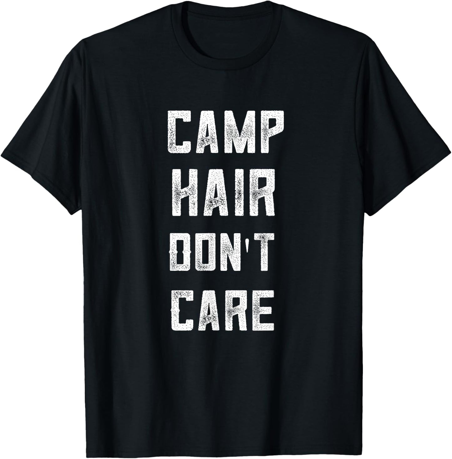 Funny Tent Camping Teen Girl Camp Hair Don't Care T-Shirt - T-Shirt | Black