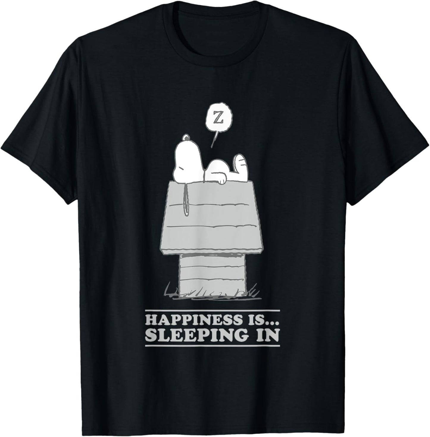 Peanuts Happiness Is Sleeping In Snoopy T-Shirt - T-Shirt | Black