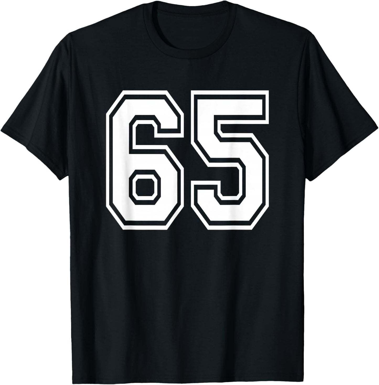 Number 65 Numbered Uniform Sports Jersey Team 65th Birthday T-Shirt - T-Shirt | Black