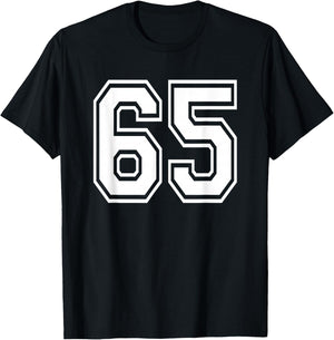 Number 65 Numbered Uniform Sports Jersey Team 65th Birthday T-Shirt - T-Shirt | Black