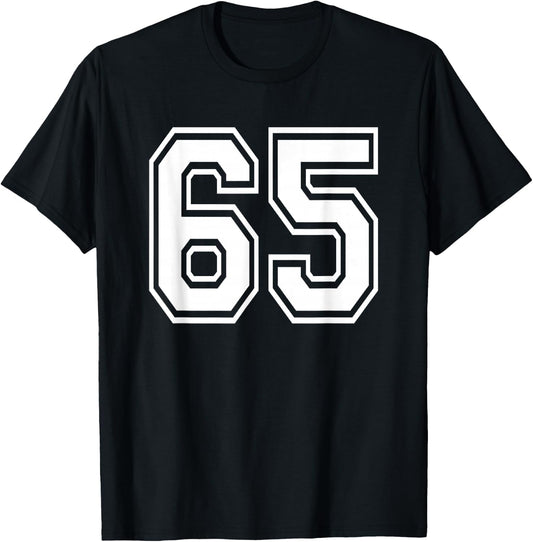 Number 65 Numbered Uniform Sports Jersey Team 65th Birthday T-Shirt - T-Shirt | Black