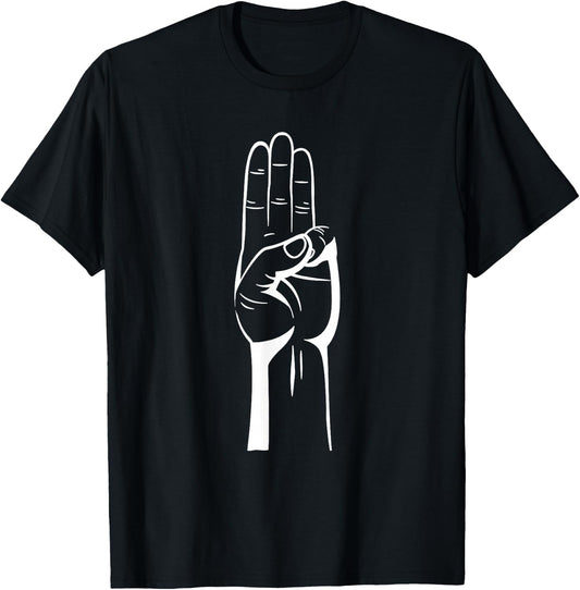 3 Finger Salute T-Shirt - T-Shirt | Black