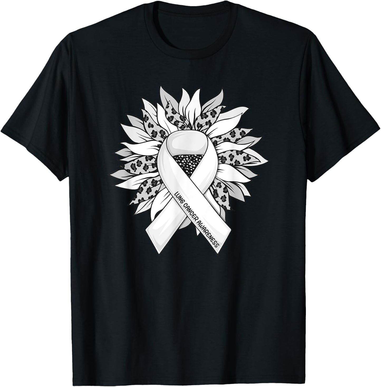 Lung Cancer Shirts Sunflower Lung Cancer Awareness T-Shirt - T-Shirt | Black
