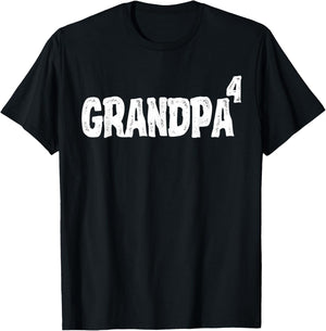 Grandpa of 4 Grandkids Four Grandchildren 4th Time Grandpa T-Shirt - T-Shirt | Black