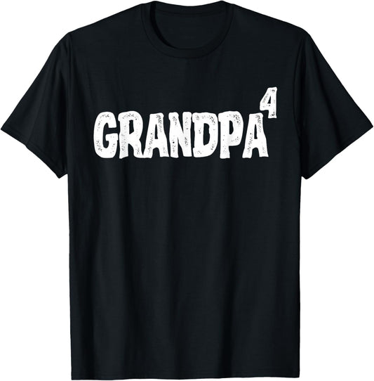 Grandpa of 4 Grandkids Four Grandchildren 4th Time Grandpa T-Shirt - T-Shirt | Black