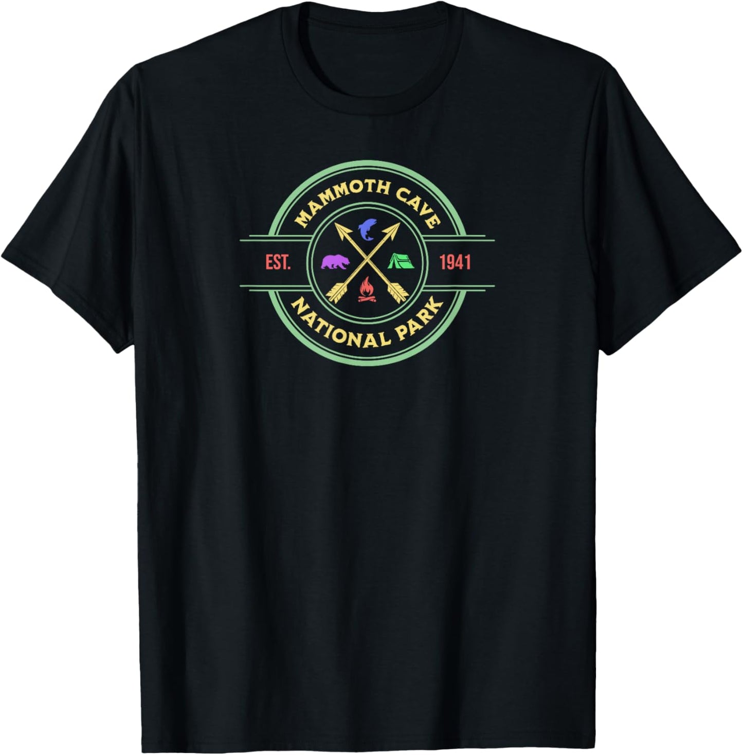 Mammoth Cave National Park Rustic Style Logo Camping Hiking T-Shirt - T-Shirt | Black