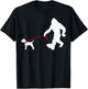 Funny Bigfoot Walking With Border Terrier Dog Gifts T-Shirt - T-Shirt | Black