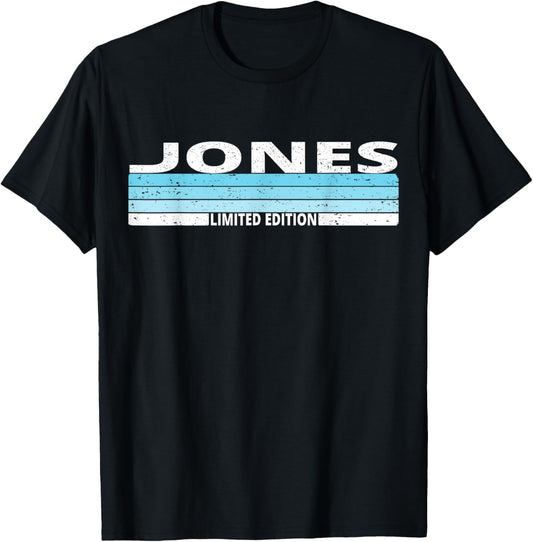 Jones Surname Birthday Family Reunion 80s 90s Blue Sunset T-Shirt - T-Shirt | Black