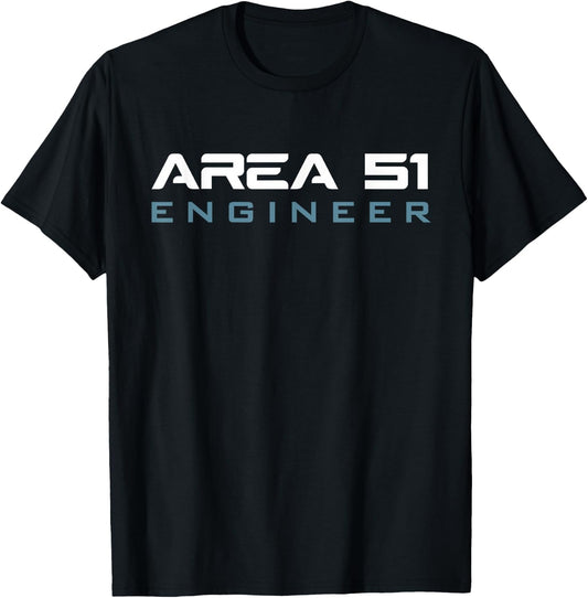 Funny Area 51 Conspiracy Theory Engineer Secret Job Title T-Shirt - T-Shirt | Black