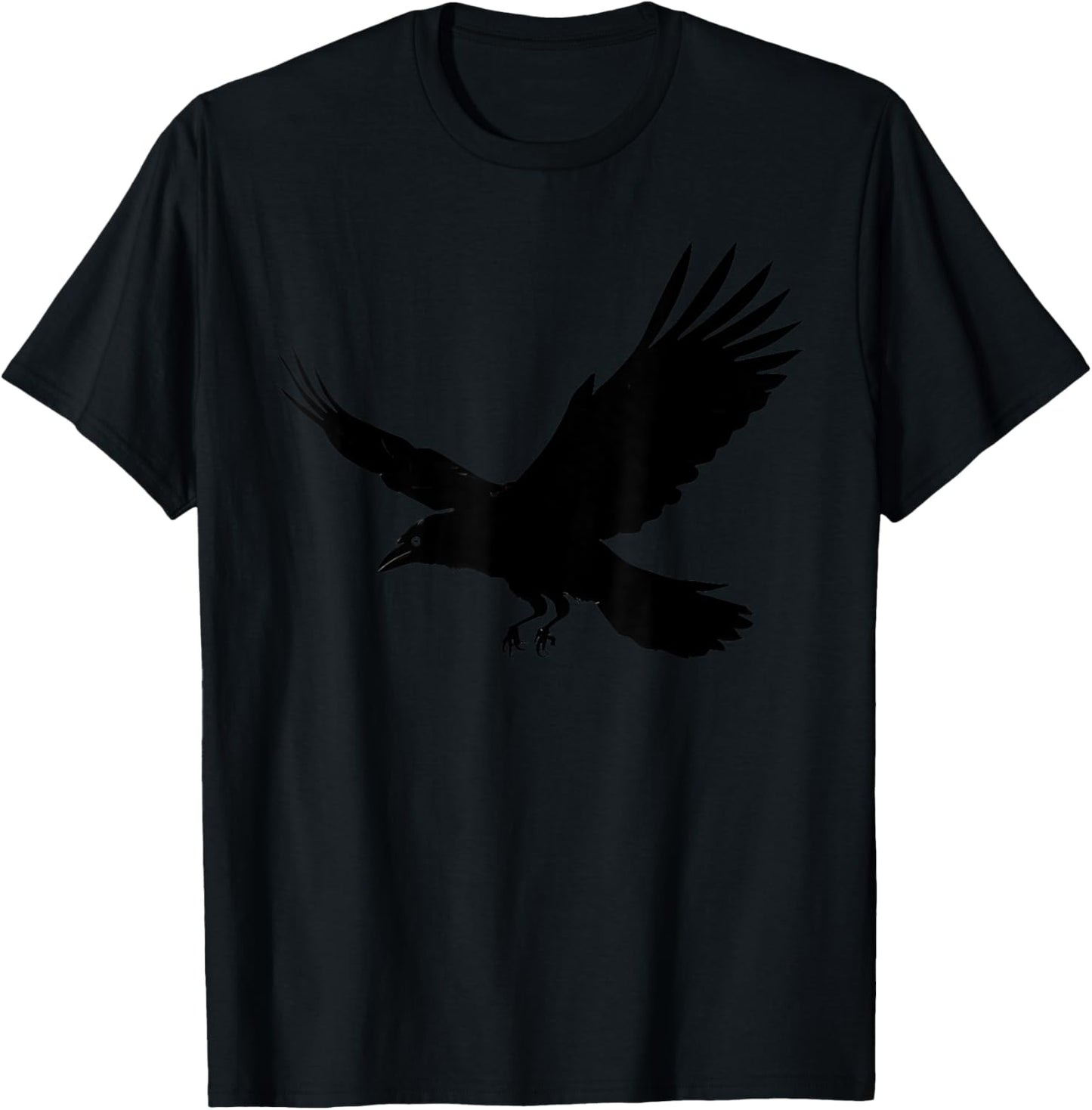 Beautiful Black Crow Raven Bird In Flight Silhouette T-Shirt - T-Shirt | Black