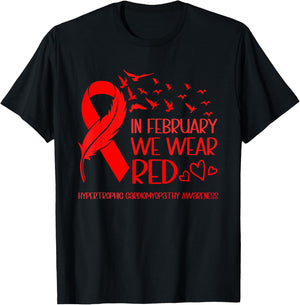 Ribbon Heart Hypertrophic Cardiomyopathy Awareness HCM T-Shirt - T-Shirt | Black