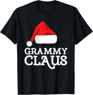 Grammy Claus Christmas Santa's Hat Pajama Family Xmas T-Shirt - T-Shirt | Black