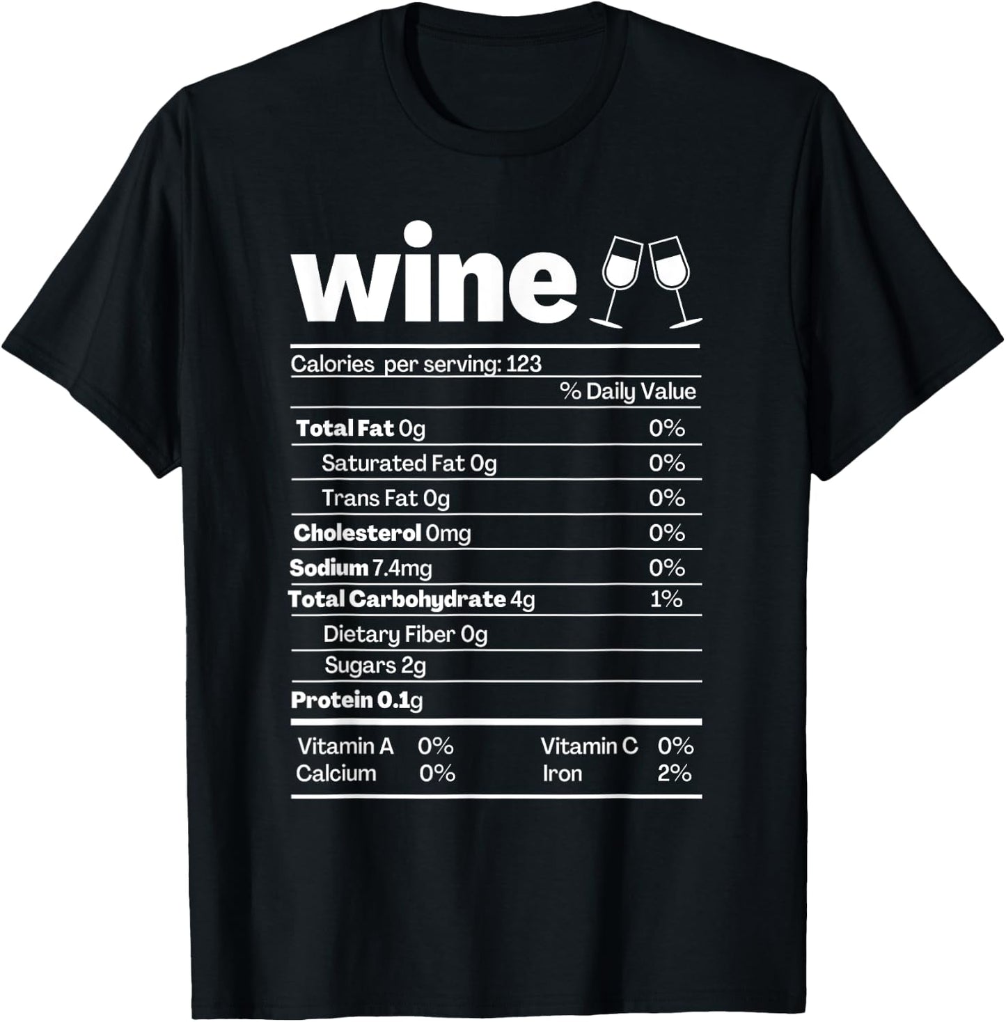 Wine Nutrition Facts Shirt Funny Red Wine Nutritional Label T-Shirt - T-Shirt | Black
