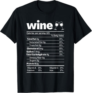 Wine Nutrition Facts Shirt Funny Red Wine Nutritional Label T-Shirt - T-Shirt | Black