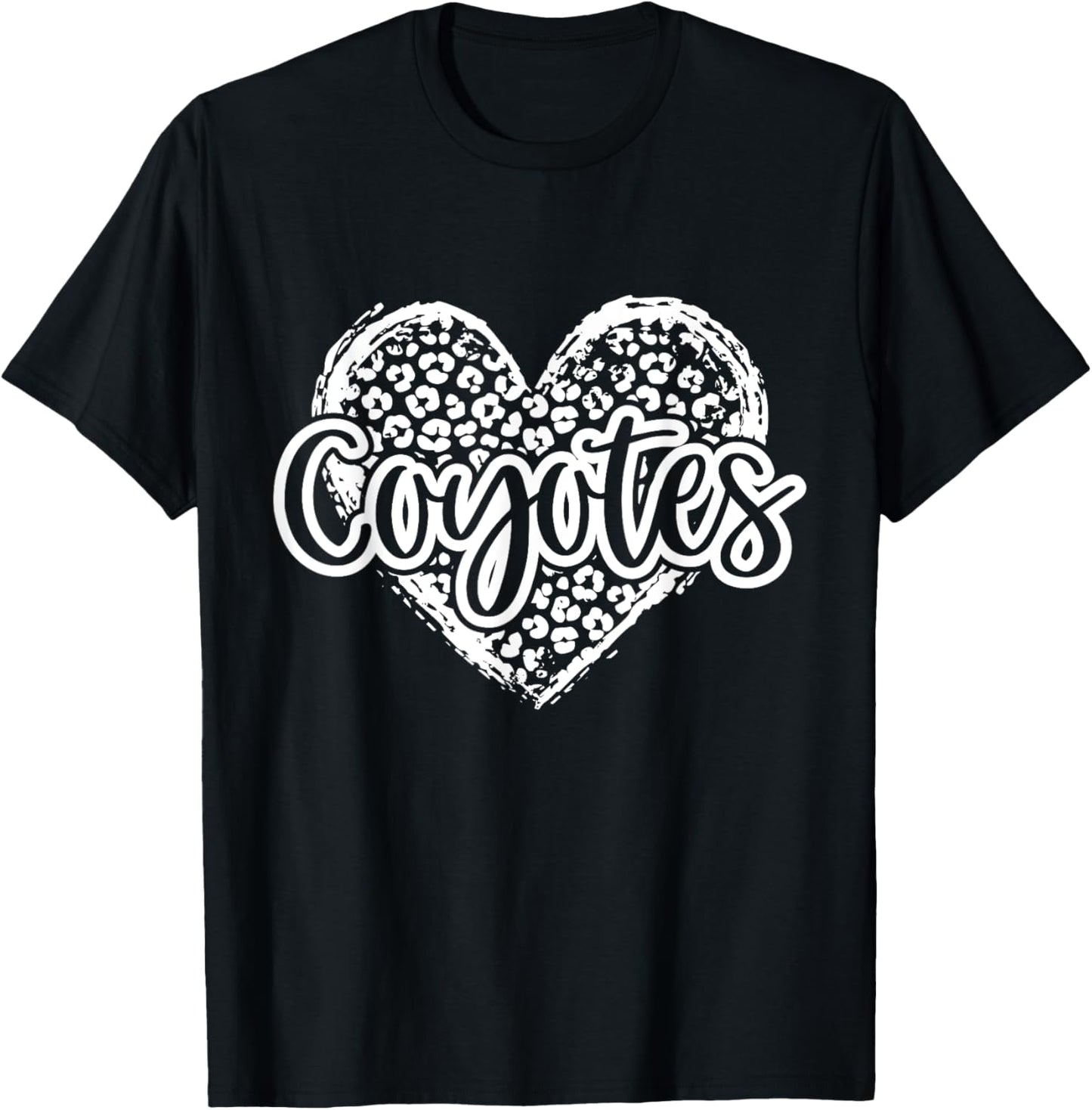 Leopard Cheetah Heart COYOTES School Spirit Top T-Shirt - T-Shirt | Black
