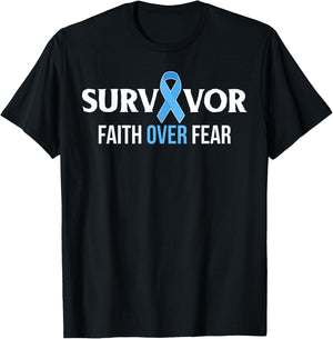 Prostate Cancer Awareness Survivor Gift Light blue Ribbon T-Shirt - T-Shirt | Black
