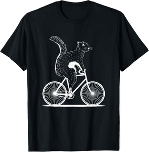 Funny Cycling Animal Lover Squirrel On A Bike Gift Men Women T-Shirt - T-Shirt | Black