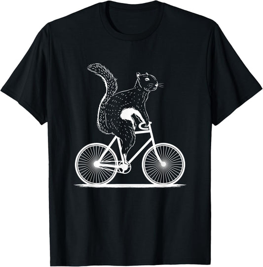 Funny Cycling Animal Lover Squirrel On A Bike Gift Men Women T-Shirt - T-Shirt | Black