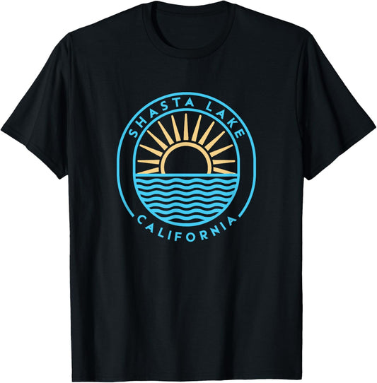 Shasta Lake California Outdoors Vintage T-Shirt - T-Shirt | Black