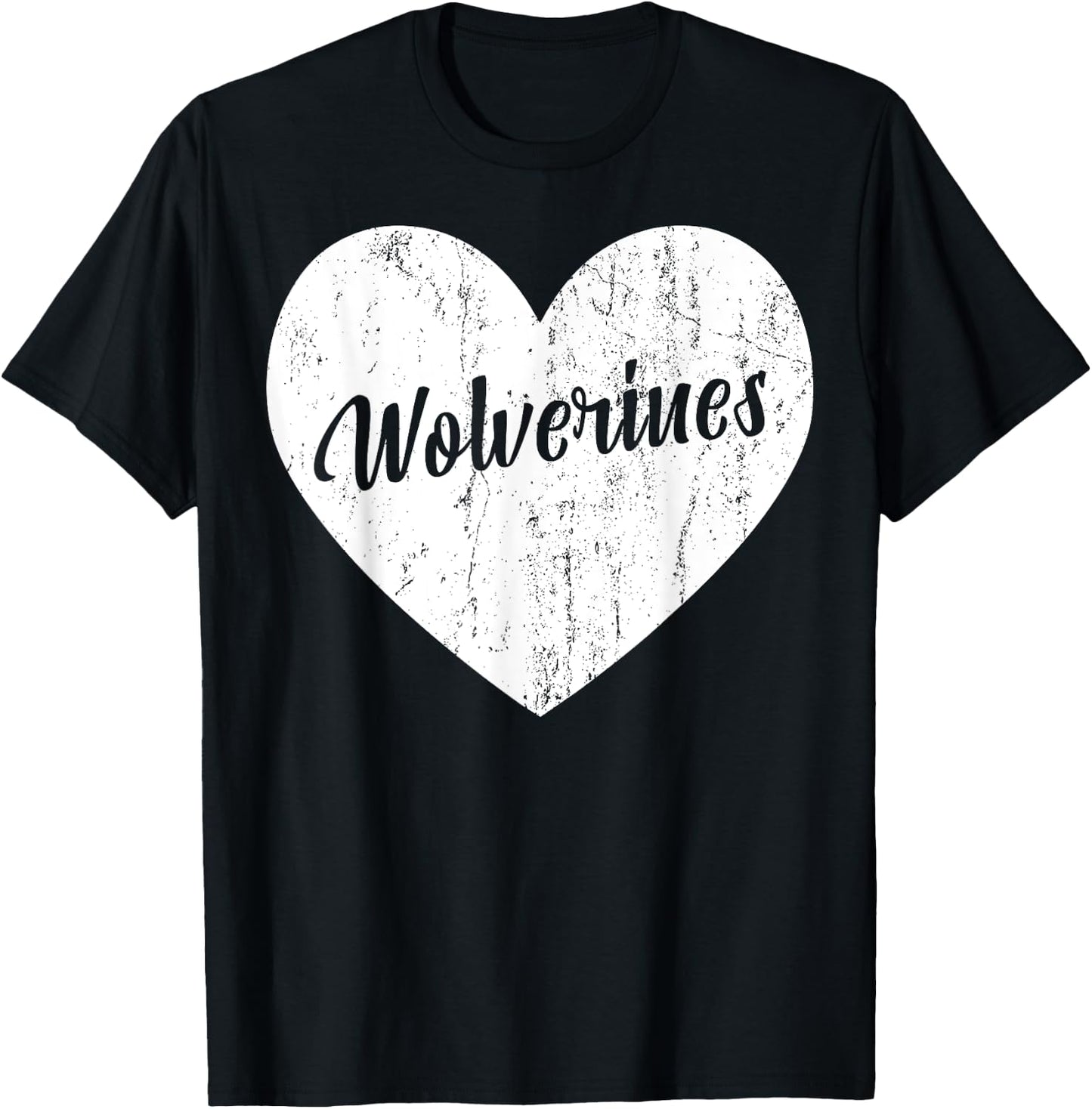 Wolverines School Sports Fan Team Spirit Mascot Heart Gift T-Shirt - T-Shirt | Black