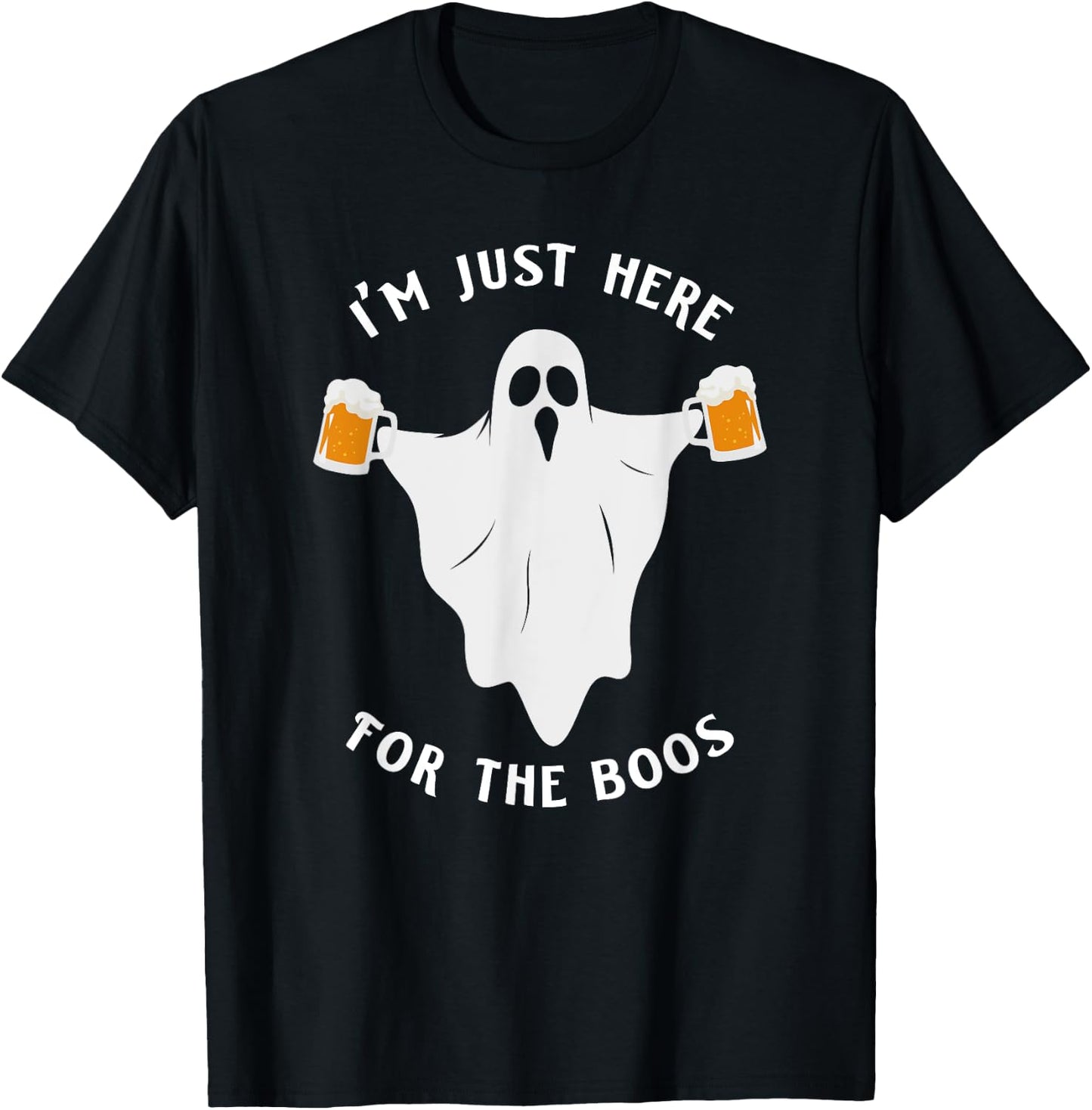 Funny Halloween I'm Just Here for the Boos Costume Gift T-Shirt - T-Shirt | Black