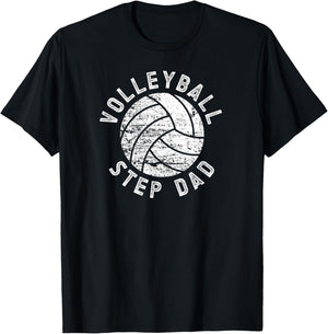 Volleyball Step-Dad Of A Volleyball Player Stepfather T-Shirt - T-Shirt | Black