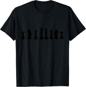 Chess Set, King, Queen, Black Hidden Design Silhouette T-Shirt - T-Shirt | Black