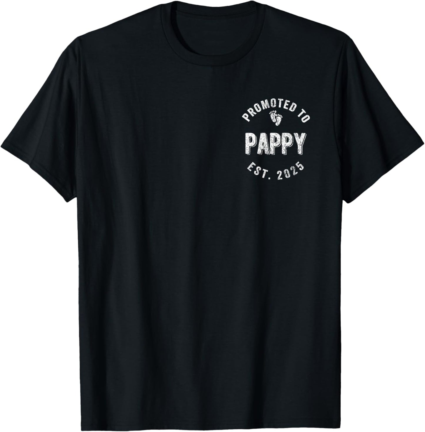 Promoted To Pappy Est. 2025 First Time Grandpa T-Shirt - T-Shirt | Black