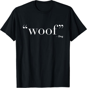 Woof - Dog | Stylish Simple Chic Typography Dog Lover Women Girls Kids T-Shirt - T-Shirt | Black
