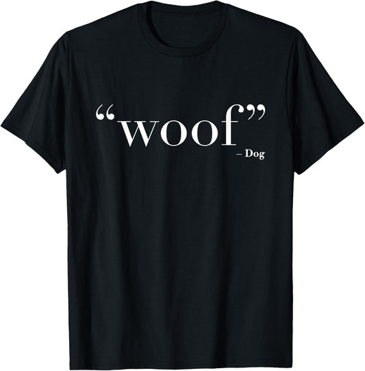 Woof - Dog | Stylish Simple Chic Typography Dog Lover Women Girls Kids T-Shirt - T-Shirt | Black