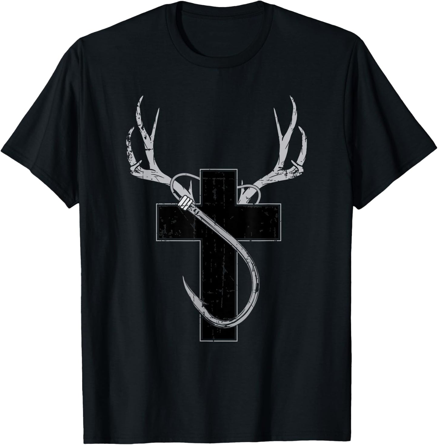 Funny Christian Hunting Fishing Lover Gift T-Shirt - T-Shirt | Black