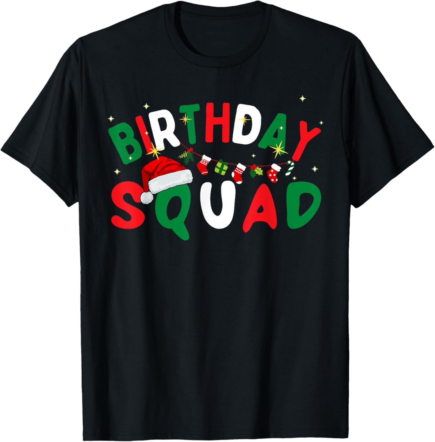Birthday Squad Christmas Theme Family Matching Xmas Kids T-Shirt - T-Shirt | Black