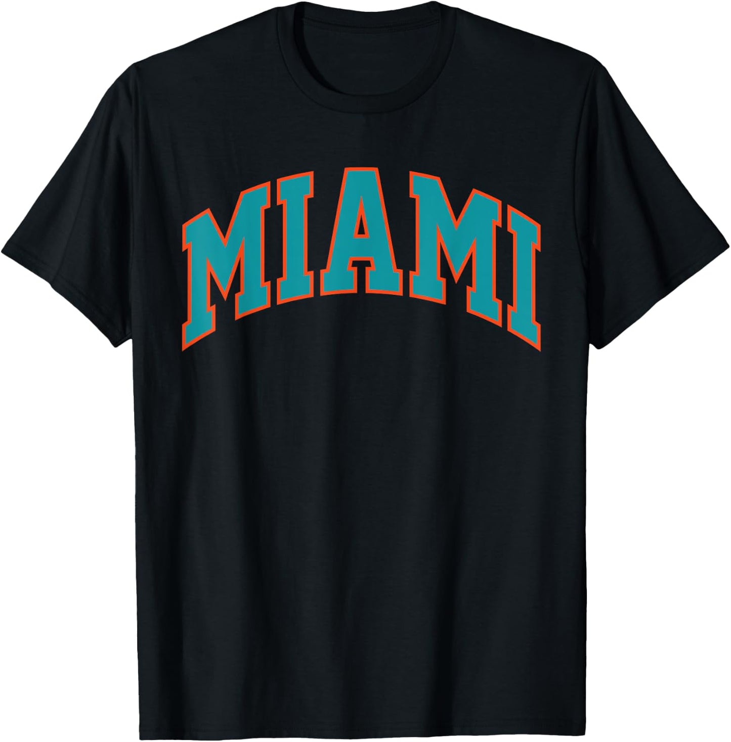 Retro Miami Men Miami Women Vintage Classic Aqua Orange FL T-Shirt - T-Shirt | Black