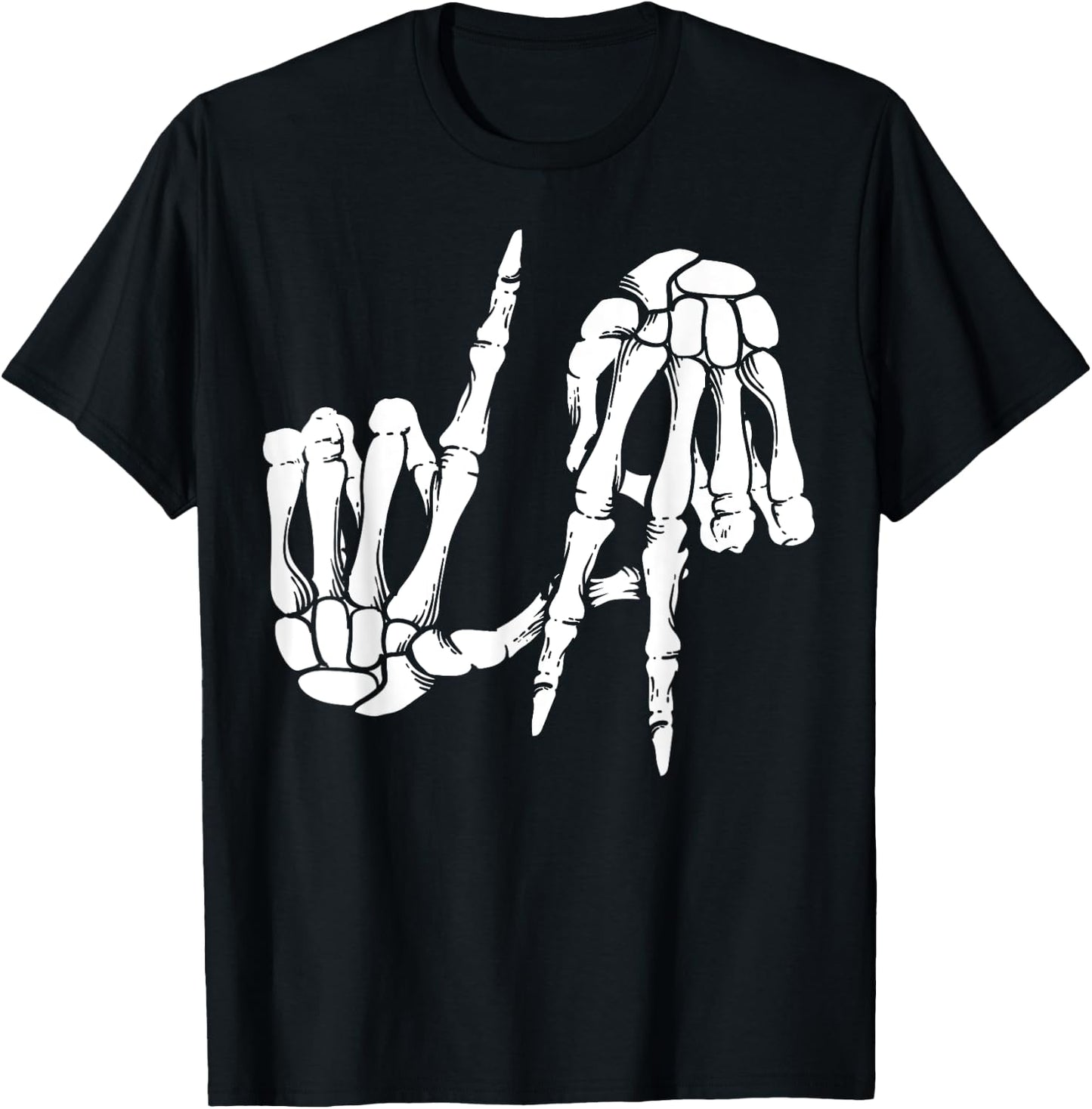 Cute Freaky Los Angeles Hand Sign Skeleton LA Gift T-Shirt - T-Shirt | Black
