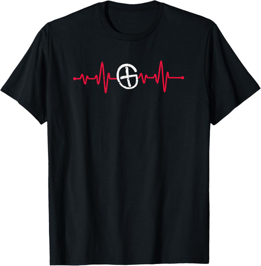 Geocaching Heartbeat Ekg Pulse Geocacher Outdoor Geocache T-Shirt - T-Shirt | Black