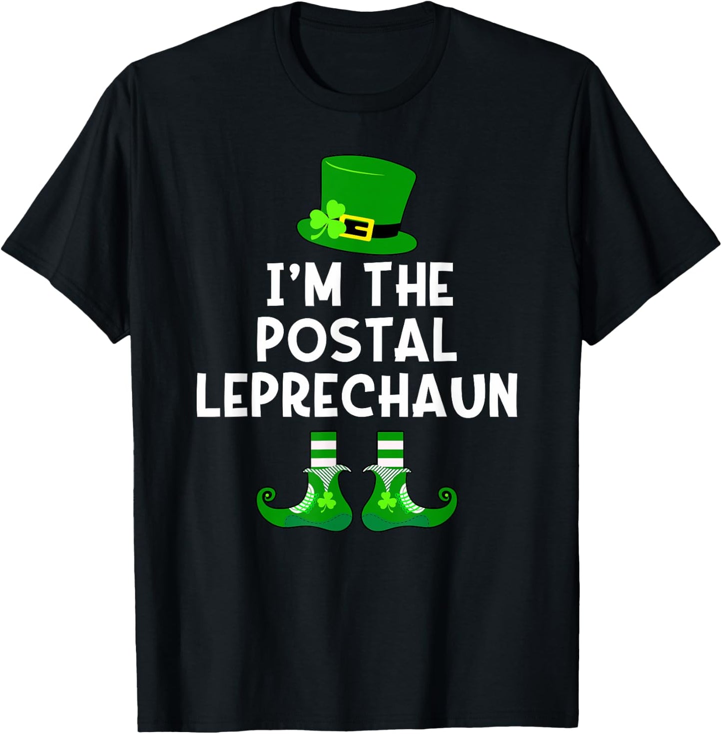 Postal Worker Leprechaun Funny St Patrick's Day T-Shirt - T-Shirt | Black